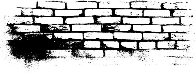 Urban graffiti stencil art on brick wall in high contrast style