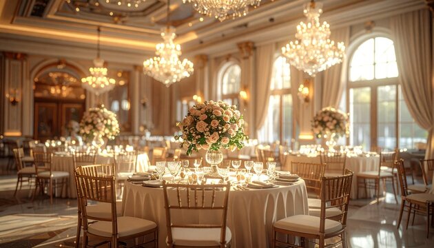 Elegant wedding reception hall decor