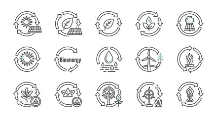 Renewable energy sources icons. Green energy concept