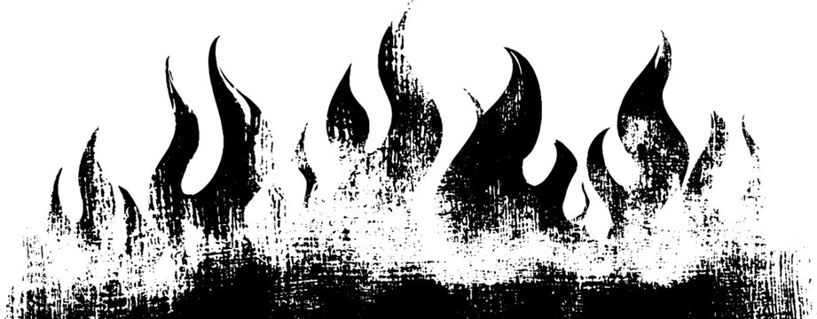 High contrast campfire flame icon in stencil style for design and decoration