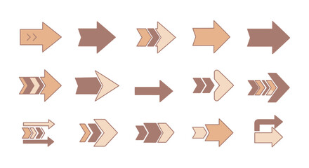 Set of brown arrows, vector illustration