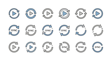 Sync and Play Icons: Modern Data Synchronization Concept