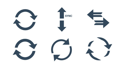 Synchronization Icons Set, Data Exchange and Update Concept