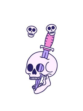 spinning skulls animation of iconic tattoo style image of a skull