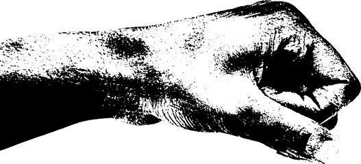 Clenched fist silhouette stencil contrast abstract high creative design vintage.
