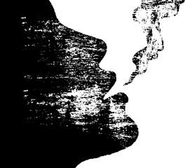 Fototapeta premium Abstract grunge coin design with breath and fog stencil style