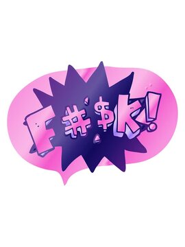 pixelize effect animation of freehand drawn speech bubble cartoon swearword