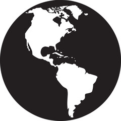 Striking global perspective on Americas continent, bold black and white design © Tayyab