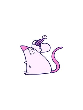 sales flash animation of hand drawn comic book style illustration of a frightened mouse wearing santa hat