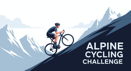 Alpine Cycling Challenge: Cyclist Ascending Mountain Depicting Endurance And Determination