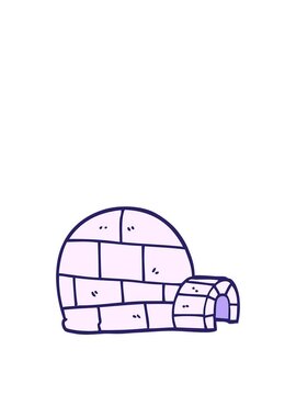 rise and float animation of cartoon doodle winter igloo