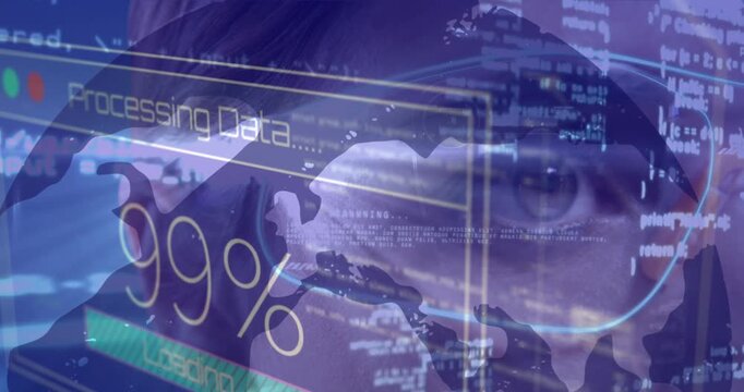Animation of data processing over male eye