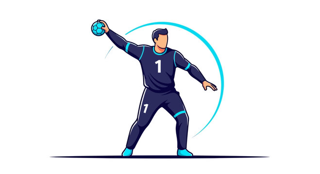 Athlete Preparing To Hurl The Ball In Dynamic Pose Sporty Action Handball Illustration