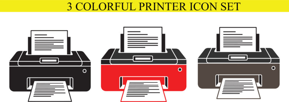 Colorful printer icons on white background