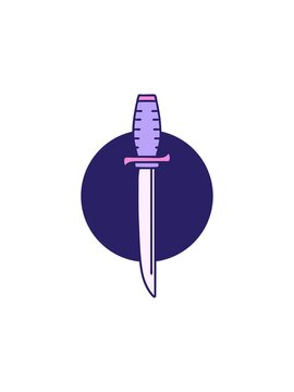 splitting effect animation of iconic tattoo style image of a dagger