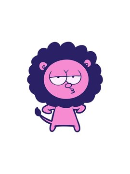splitting effect animation of cartoon of a bored lion