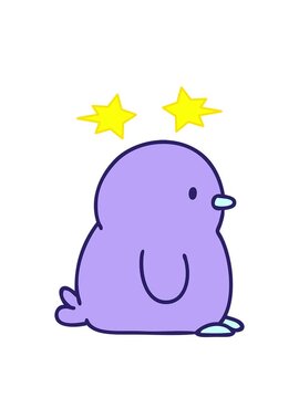 spinning stars animation of cute little penguin