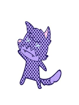 stretching up animation of cartoon cross eyed fox design