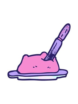 pixelize effect animation of doodle of a butter and knife