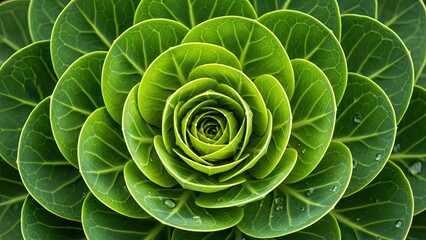 Fototapeta premium A vibrant green succulent plant with symmetrical leaves and water droplets