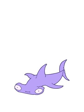 stretching up animation of cartoon hammerhead shark