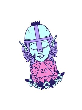 shaking motion animation of elf fighter with natural twenty dice roll
