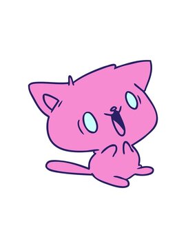 popping motion animation of cartoon illustration of quirky kawaii cat