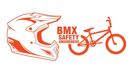 Naklejka premium Bicycle BMX Safety Awareness Illustration Featuring Helmet and Bike for Active Lifestyle