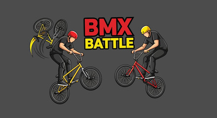 Naklejka premium BMX Battle: A High-Flying Display of Stunts and Bicycle Acrobatics in Competition