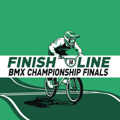 Naklejka premium BMX Championship Finals: A Dynamic Illustration of Speed and Competition with Green Tones