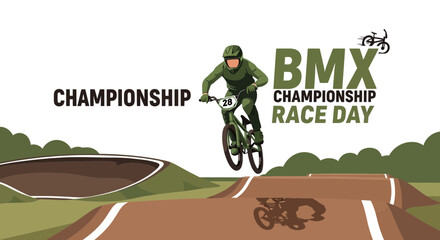 Naklejka premium BMX Championship Race Day: An Athlete Performing Extreme Stunts at the Track