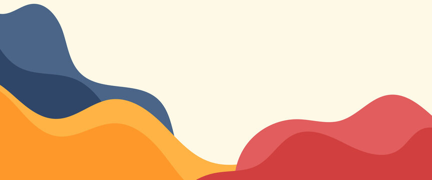 vibrant organic paper cut wave background featuring layered shapes in navy, orange, and red. abstract colorful wave shapes banner background. eps 10