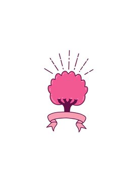 pressure popping animation of scroll with tattoo style tree