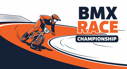 Naklejka premium BMX Racer Competition: A Dynamic Illustration of Extreme Sports and High-Speed Action