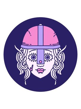 power up animation of icon of elf fighter character face