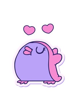 spinning hearts animation of freehand drawn sticker cartoon cute kawaii red robin