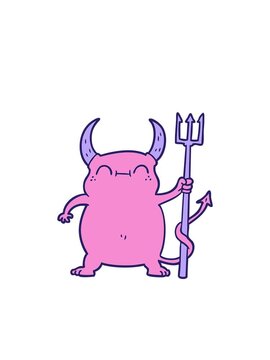 blinking radial lines animation of cartoon little devil design