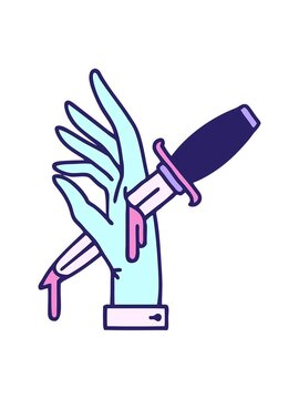 bobbing motion animation of tattoo in traditional style of a dagger in the hand