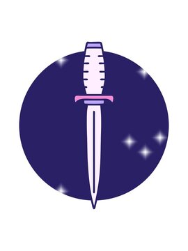 glitter effect animation of tattoo style image of a dagger