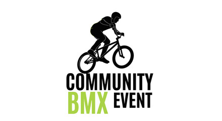 Naklejka premium Community BMX Event Illustration Featuring Silhouette Cyclist Action on Bicycle