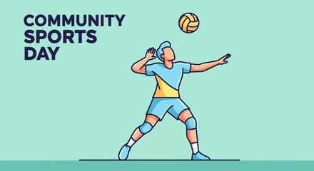 Obraz premium Community Sports Celebration: A Volleyball Player in Action on A Bright Background
