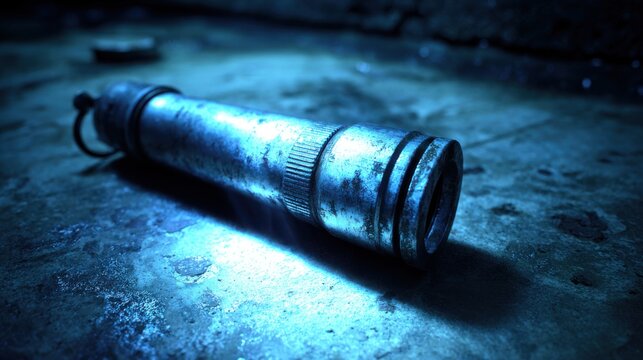 Close-up of a deactivated signaling flare casing showing wear and residue from ignition, highlighting its industrial texture.