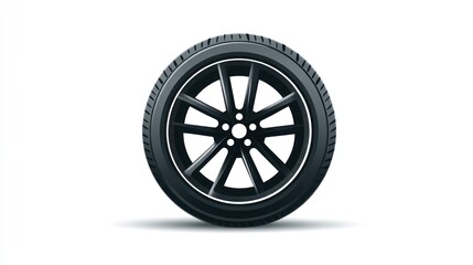 Obraz premium Black car wheel isolated on white background for transportation concept