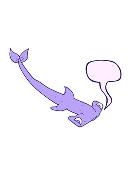 shivering motion animation of freehand drawn speech bubble cartoon hammerhead shark