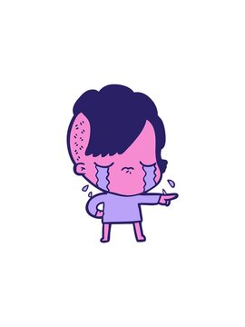 sales flash animation of cartoon crying girl accusing