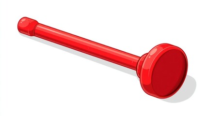 Cartoon illustration of red plunger on white background plumbing tool