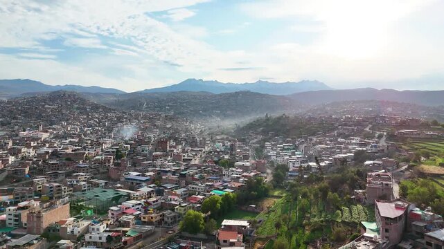 View of the Pichu Pichu volcano and urban development in Arequipa, Peru