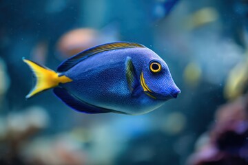 Obraz premium Vibrant tropical blue tang in clear water