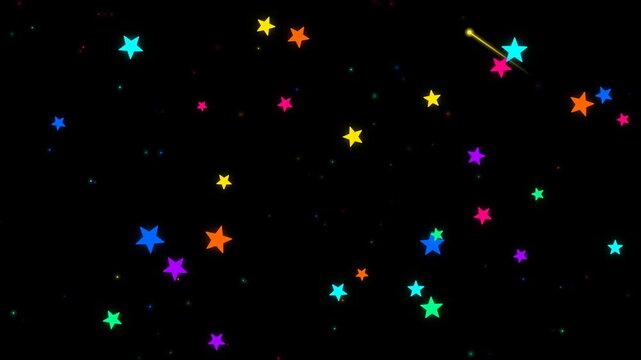 A colorful array of stars in various hues twinkle against a dark background, creating a magical effect