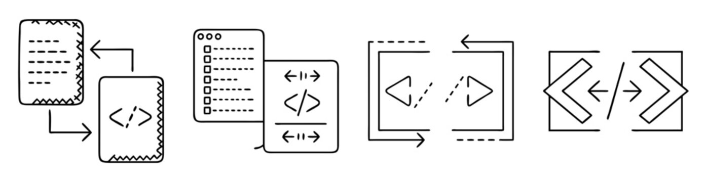 Diagram of code conversion steps and data transformation and compression visualization
